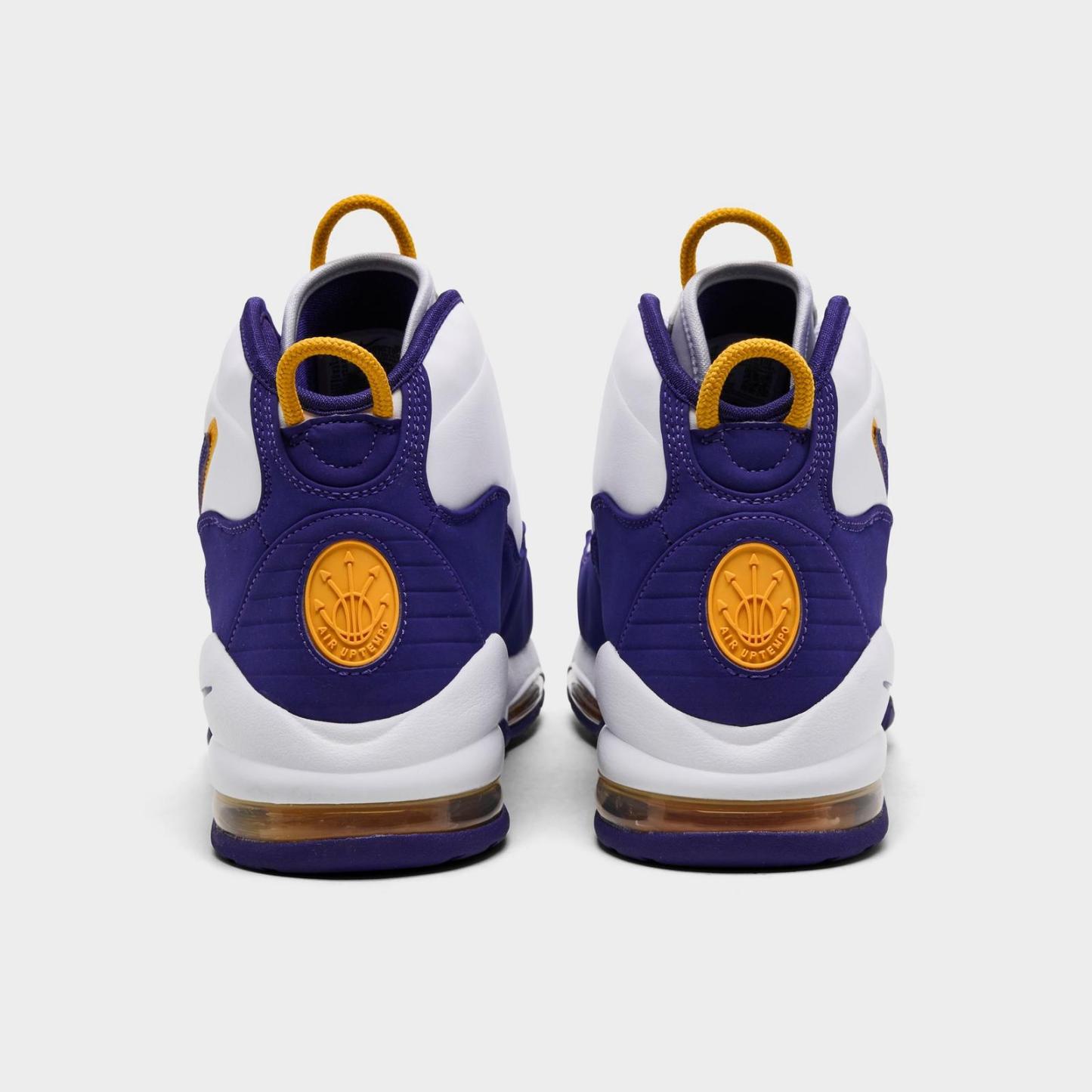 Men's Nike Air Max Uptempo Basketball Shoes - White/Court Purple/White/University Gold