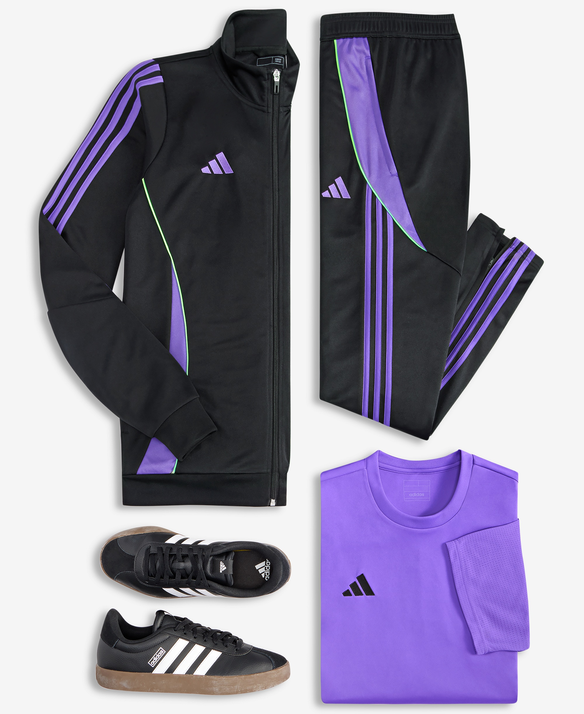 adidas Men's Tiro Jacket, Pants & T-Shirt - Light Blue/White