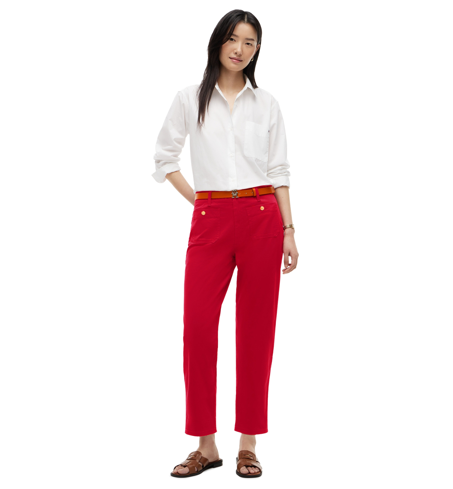 Tommy Hilfiger Women's Twill Patch Pocket Chinos Pants - Primary Red