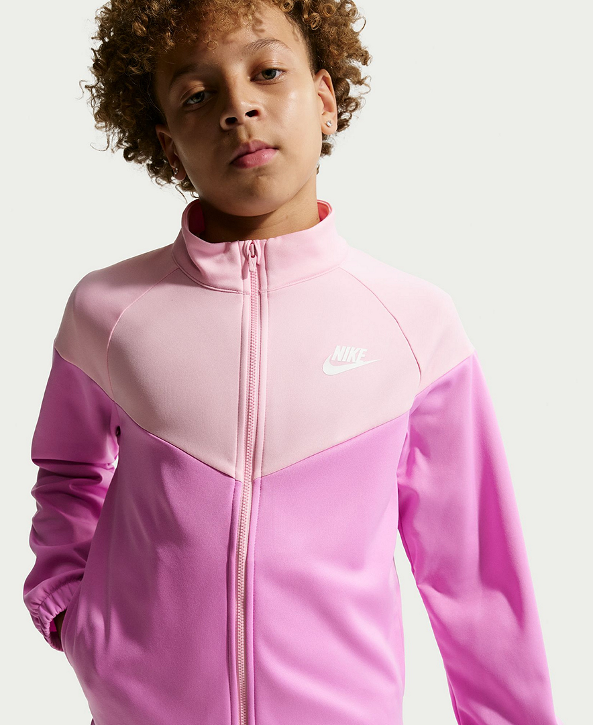 Nike Boys' and Girls' 7-20 Sportswear Dri-FIT Long-Sleeve Jacket and Pants, 2-Piece Set - Soft Pink