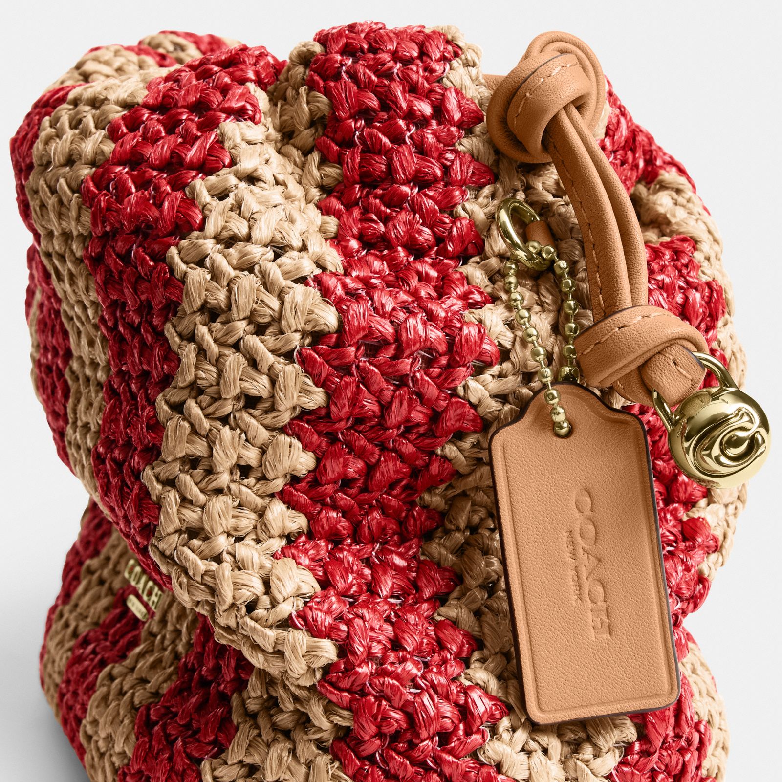 Faye Mini Drawstring Bag With Stripes - Gold/Red/Tan - view 8