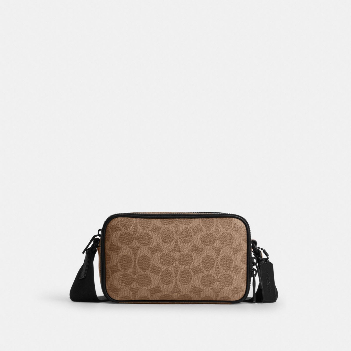 Colton Crossbody Bag 19 In Signature Canvas - Matte Black/Tan Black