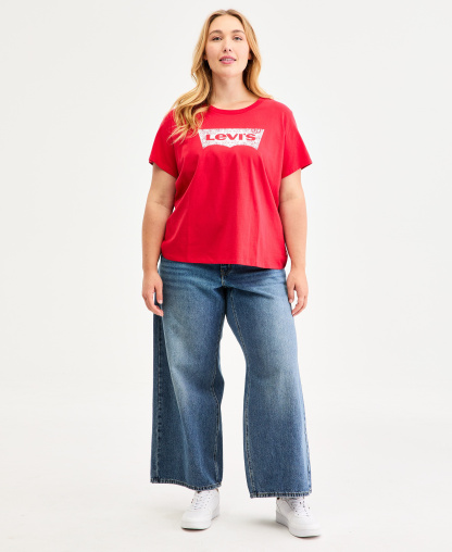 Levi's Trendy Plus Size Perfect Logo Cotton T-Shirt - Bandana Red