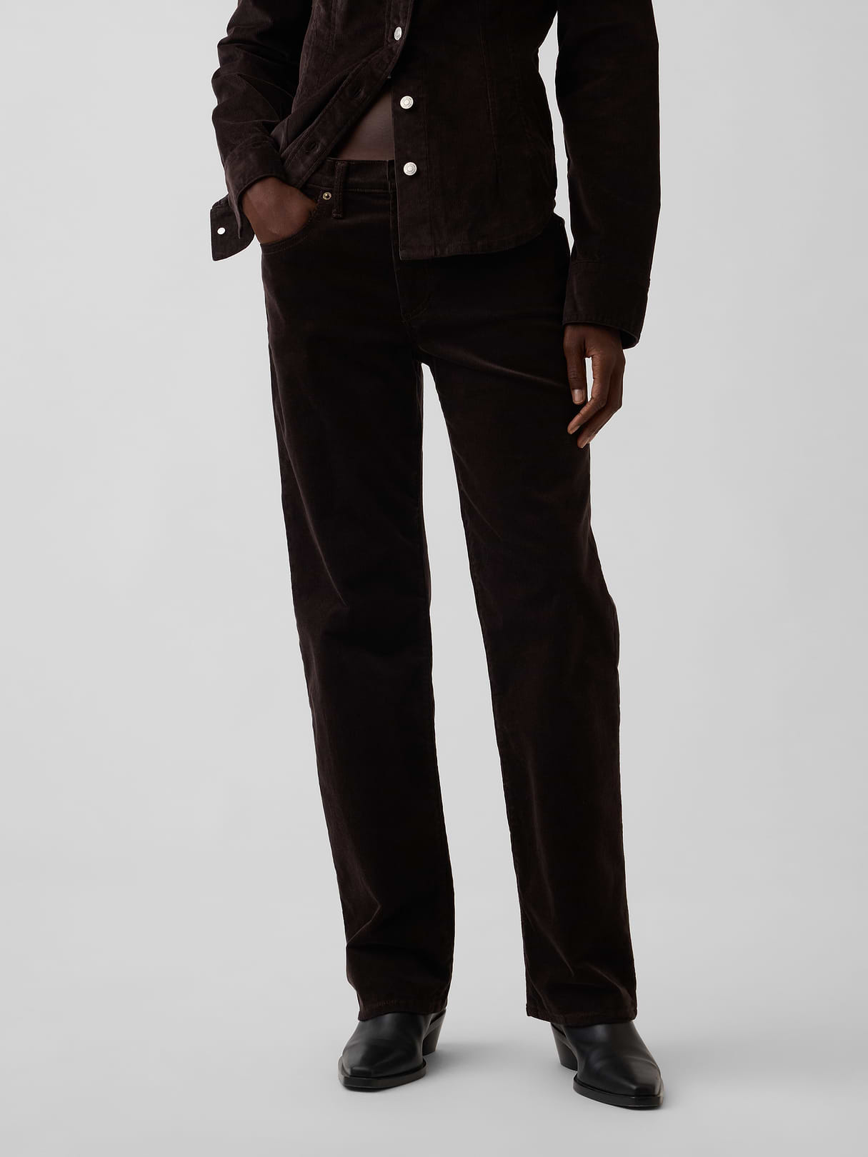 Mid Rise Relaxed Straight Jeans - Terra brown