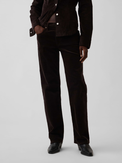 Mid Rise Relaxed Straight Jeans - Terra brown