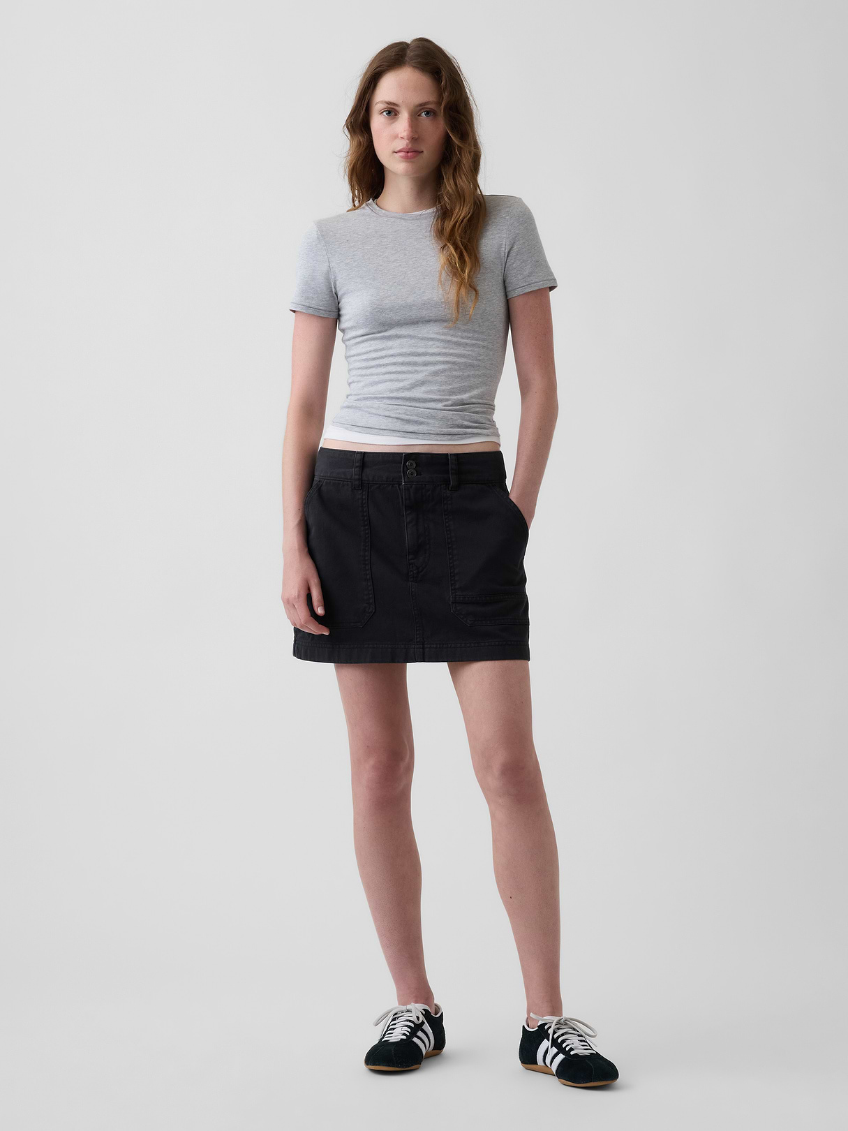 High Rise Mini Utility Skort - True black
