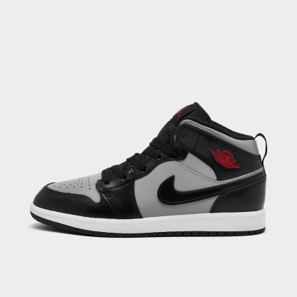 Little Kids' Air Jordan Retro 1 Mid Casual Shoes - Black/Gym Red/Particle Grey/White - view 1