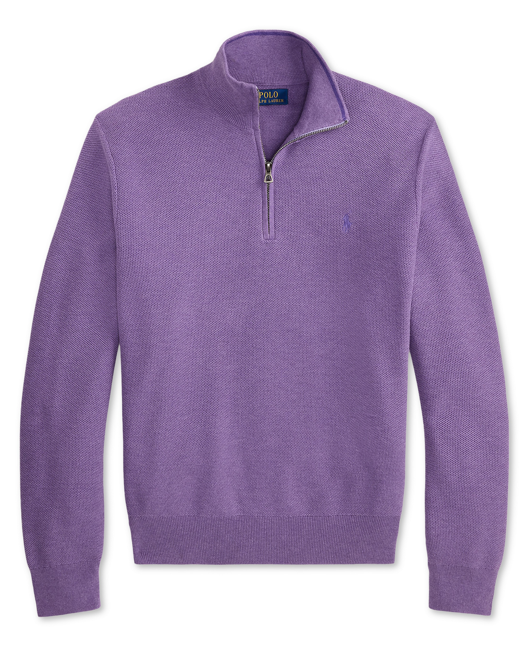 Polo Ralph Lauren Men's Mesh-Knit Cotton Quarter-Zip Sweater - Light Coronet Purple Heather