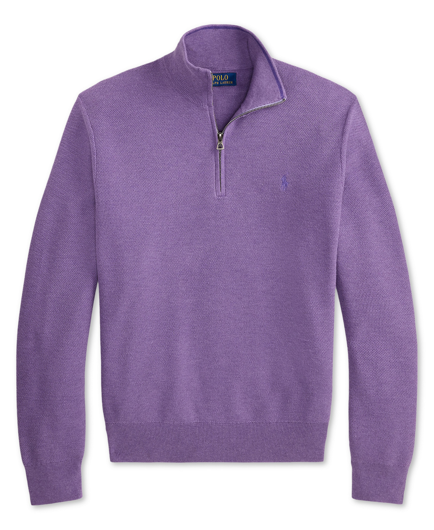 Polo Ralph Lauren Men's Mesh-Knit Cotton Quarter-Zip Sweater - Light Coronet Purple Heather