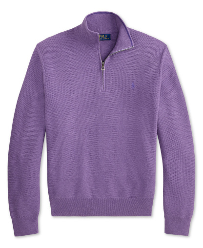 Polo Ralph Lauren Men's Mesh-Knit Cotton Quarter-Zip Sweater - Light Coronet Purple Heather