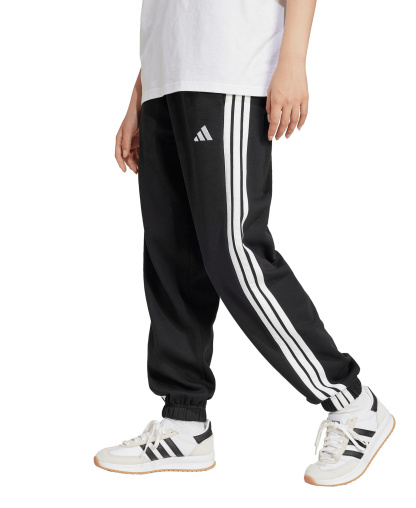 adidas Women's Essentials 3-Stripes Pull-On Fleece Loose Pants - Black/White
