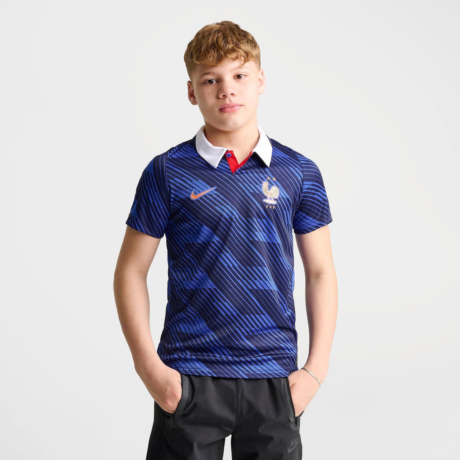 Big Kids' Nike France 26 Stadium Home Dri-FIT Replica Soccer Jersey - Game Royal/Metallic Copper