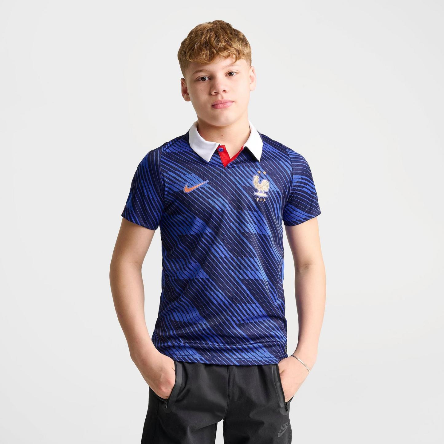 Big Kids' Nike France 26 Stadium Home Dri-FIT Replica Soccer Jersey - Game Royal/Metallic Copper
