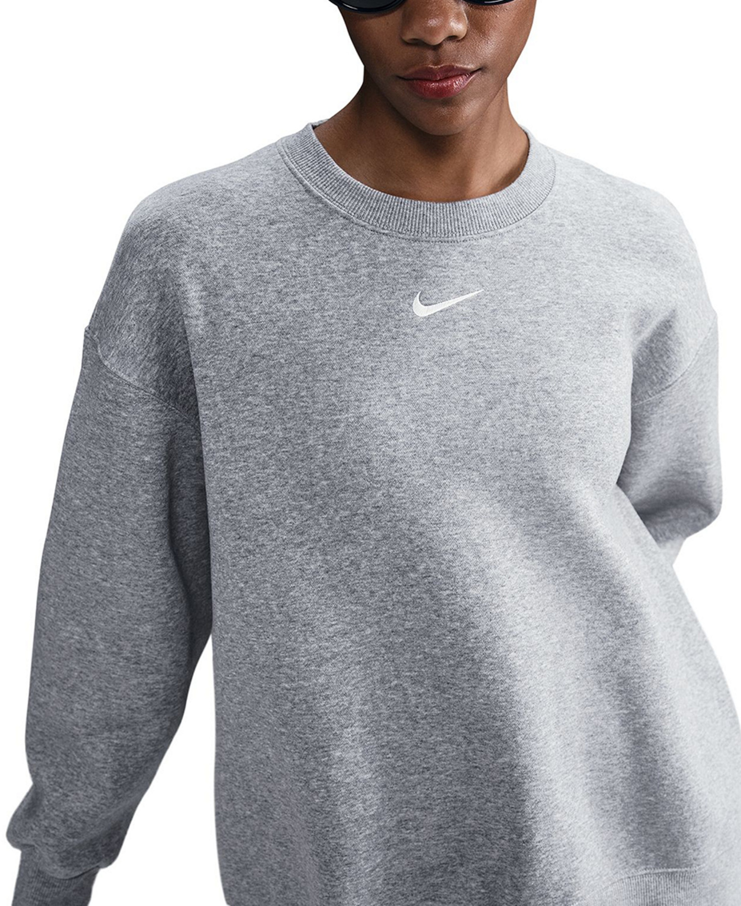 Nike Women's Sportswear Phoenix Fleece Oversized Crew Neck Sweatshirt - Dark Grey Heather/Sail
