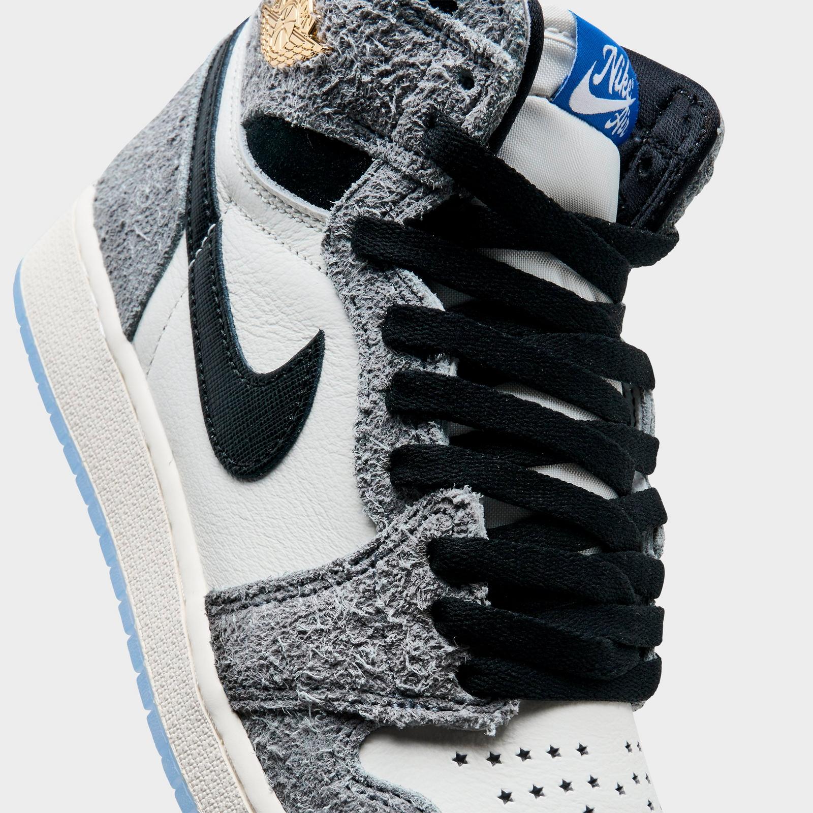 Big Kids' Air Jordan Retro 1 High OG Casual Shoes - Cool Grey/Black/Sail/Game Royal/White - view 3