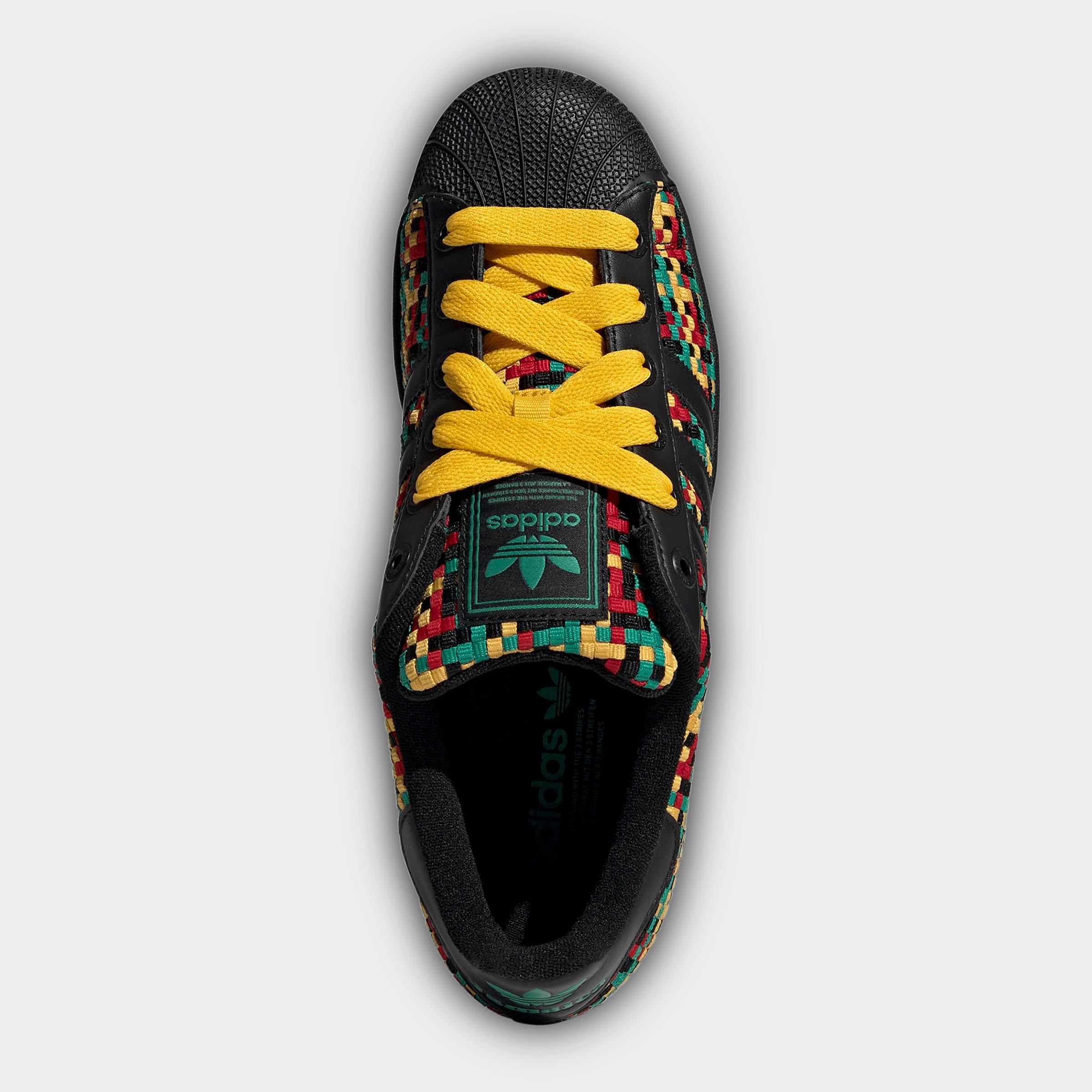 Men's adidas Originals x Bob Marley Superstar II Casual Shoes - Eqt Yellow/Core Black/Multi - Top view