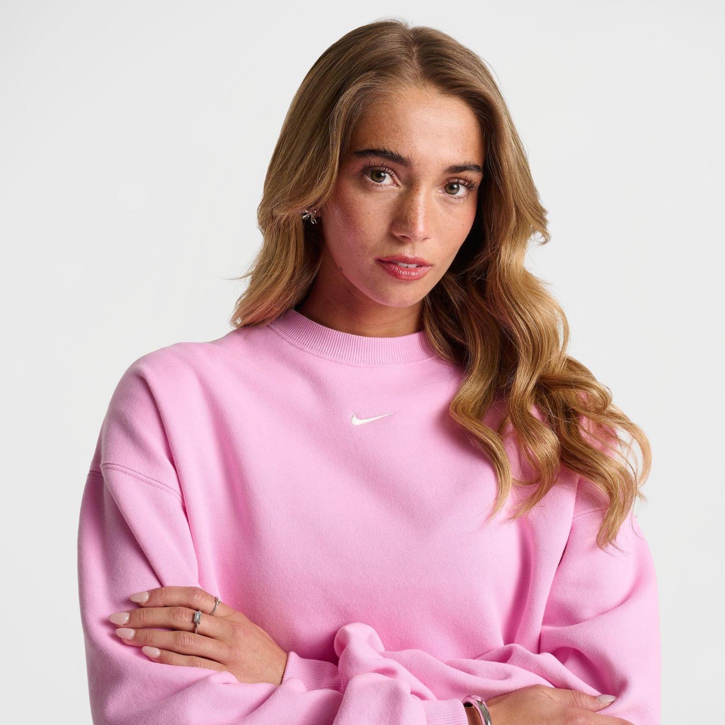 Women's Nithtke Studio Fleece Medium Weight Oversized Cropped Crewneck Sweatshirt - Pink Rise