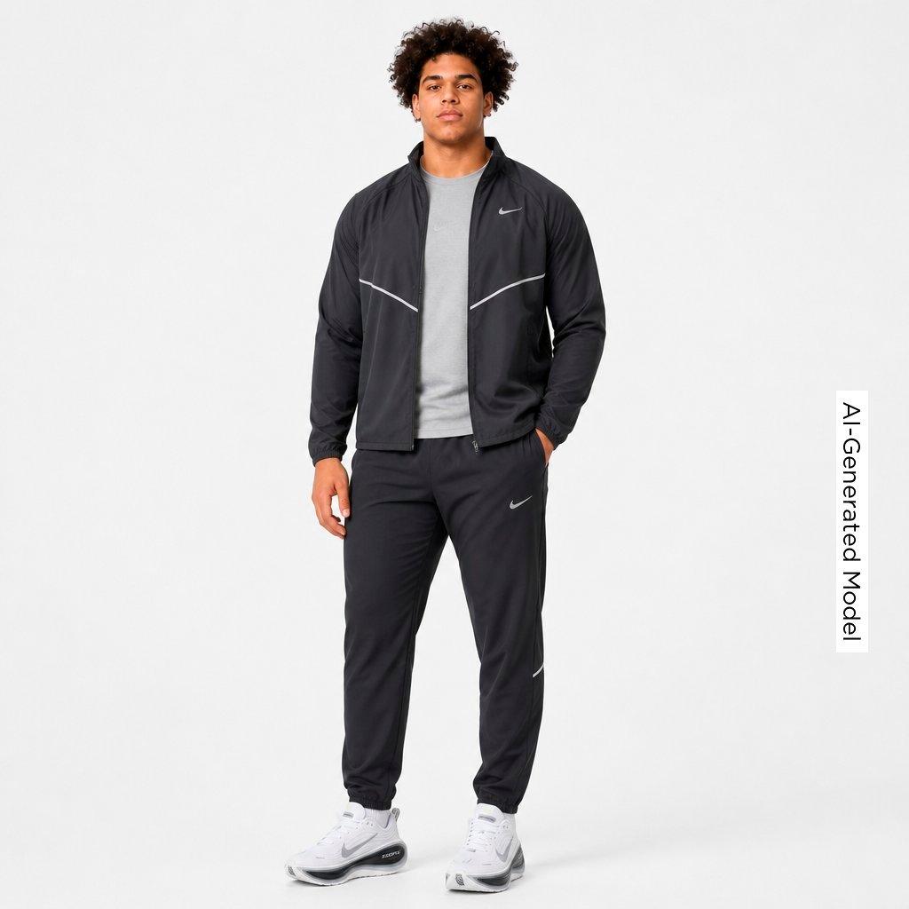 Men's Nithtke Miler Repel UV Protection Full-Zip Running Jacket - Black/Black/Reflective Silver