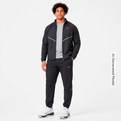 Men's Nithtke Miler Repel UV Protection Full-Zip Running Jacket - Black/Black/Reflective Silver