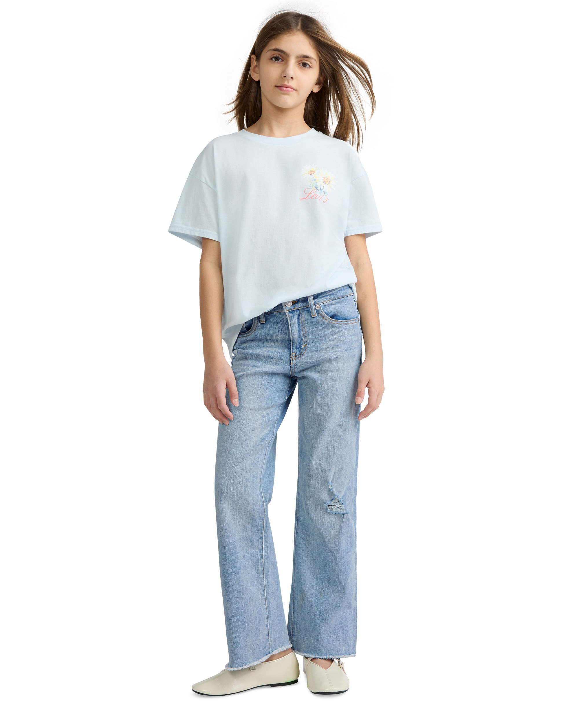 Levi's Girls' 7-16 Vintage-Like Mid-Rise Wide Leg Jeans - Bauhaus Blues