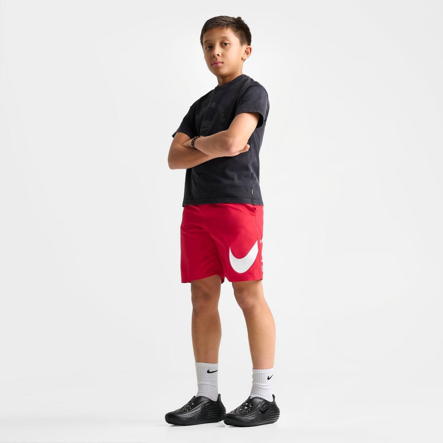 Big Kids' Nike Stacked Logo Swim Shorts - University Red