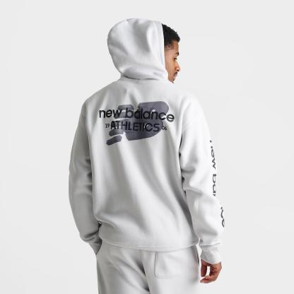 Men's New Balance Athletics Fleece Pullover Hoodie - Grey/Back - view 4