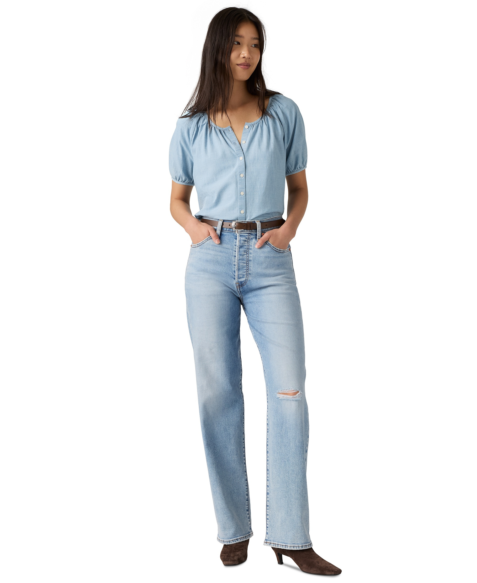 Levi's Women's Ribcage High-Rise Straight-Leg Jeans - Around Abo