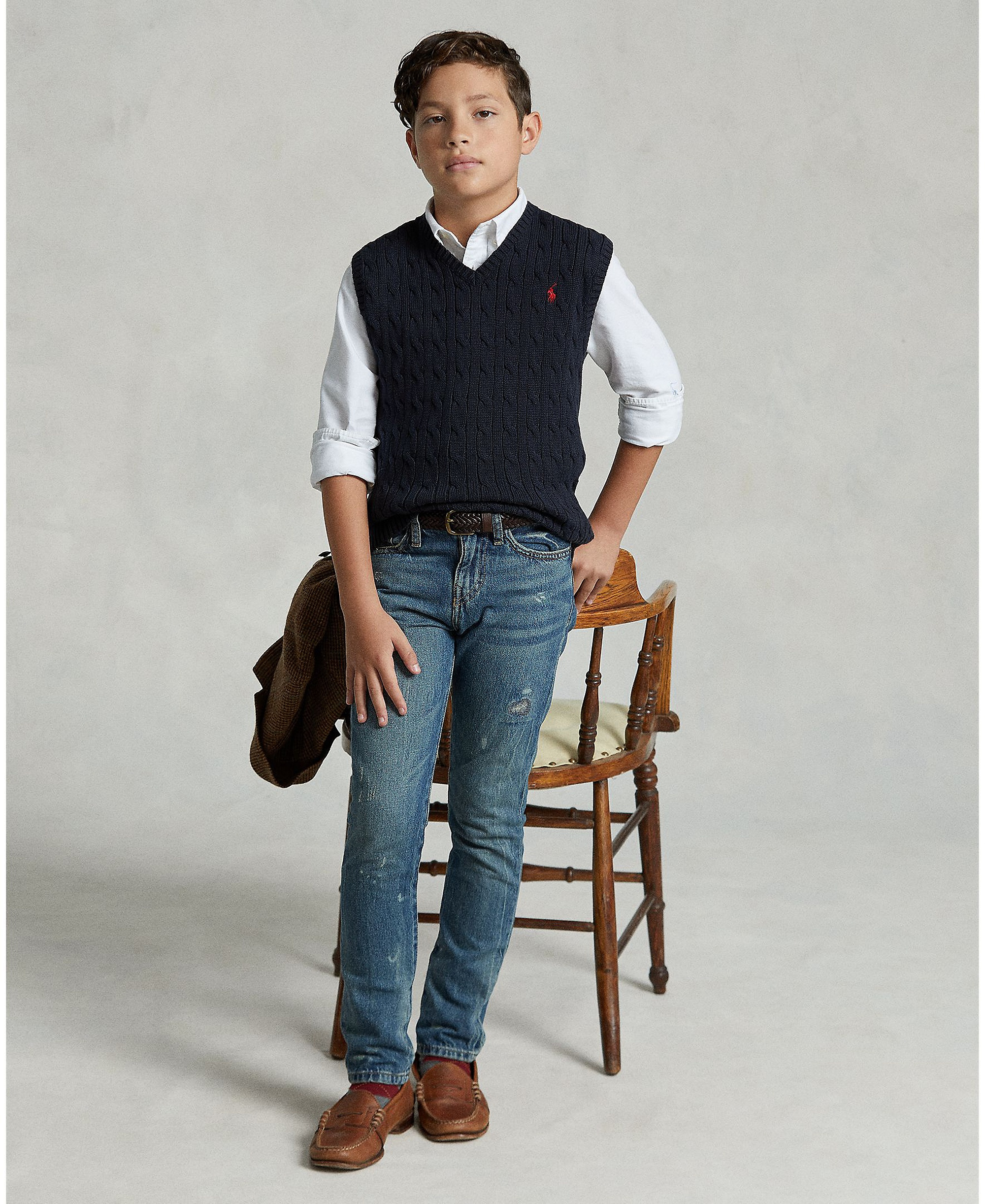 Polo Ralph Lauren Big Boys Cable- Knit Sweater Vest - RL Navy