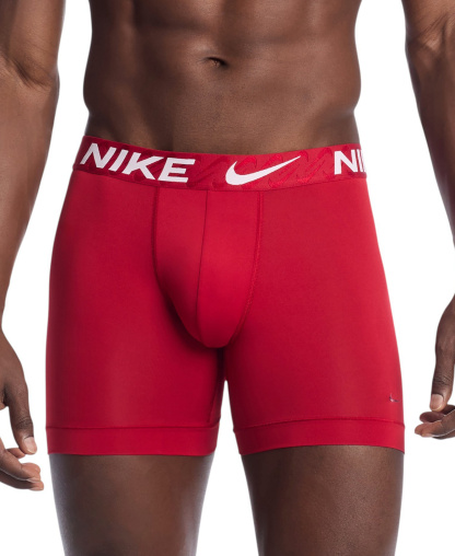 Nike Men's DRI-FIT Essential Micro Boxer Briefs, 3-Pack - Tough Red/Black-Wheat Gold Waistband/Black-Swoosh Link Waistband