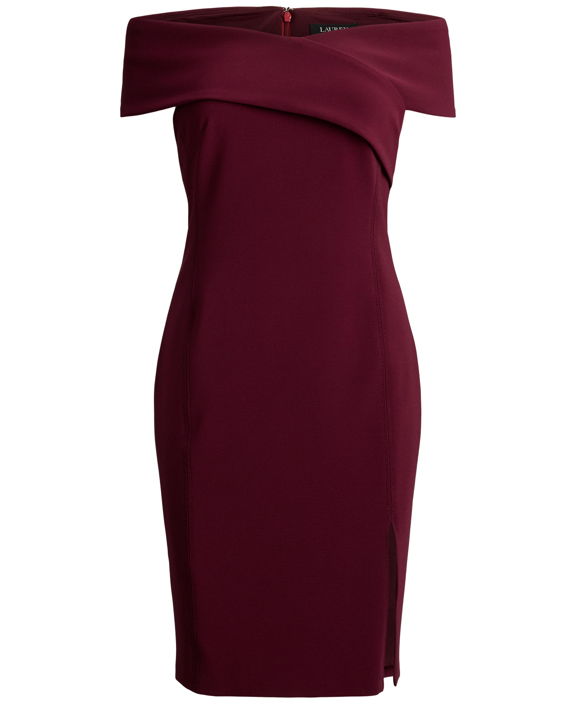 Lauren Ralph Lauren Women's Faille Off-the-Shoulder Cocktail Dress - Dark Garnet