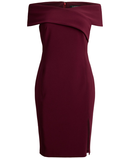 Lauren Ralph Lauren Women's Faille Off-the-Shoulder Cocktail Dress - Dark Garnet