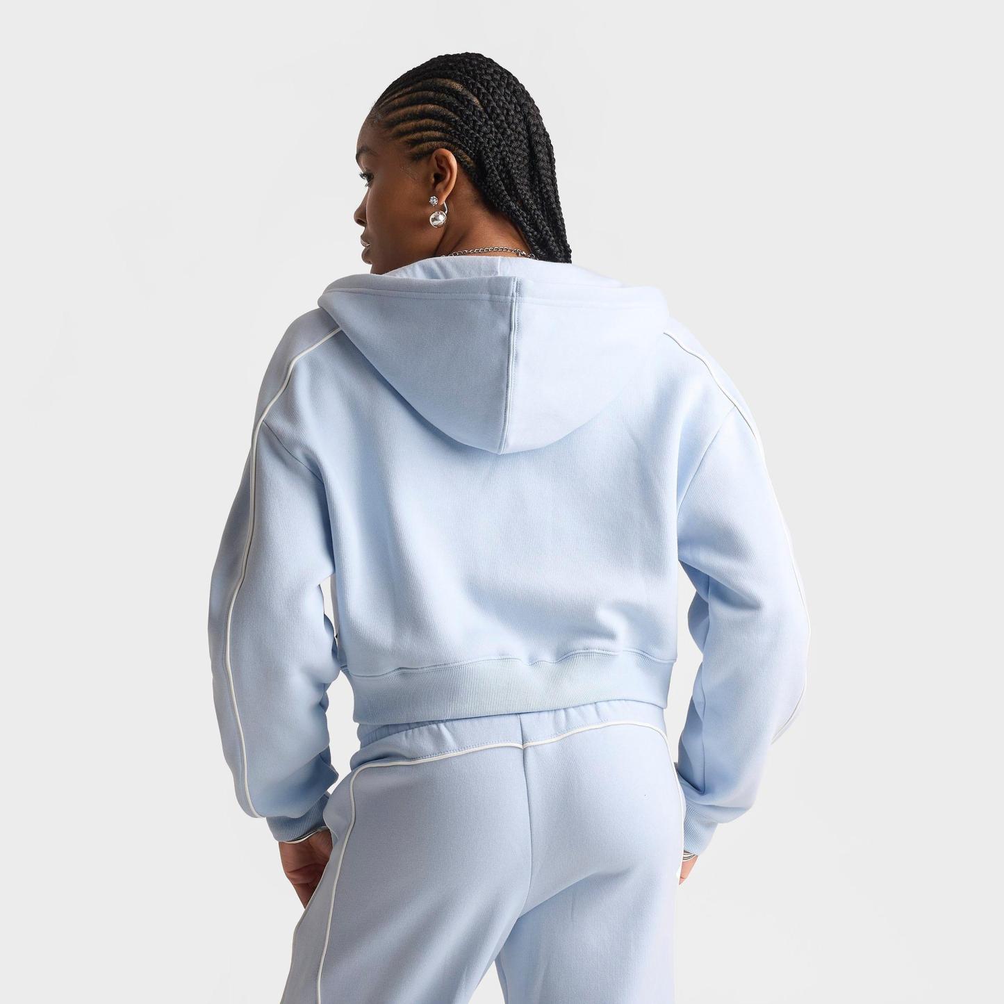 Women's New Balance Piped Cropped Full-Zip Hoodie - Oxford Blue - view 4