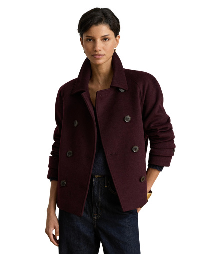 Lauren Ralph Lauren Women's Short Double Breasted Wool Coat - Pinot Noir