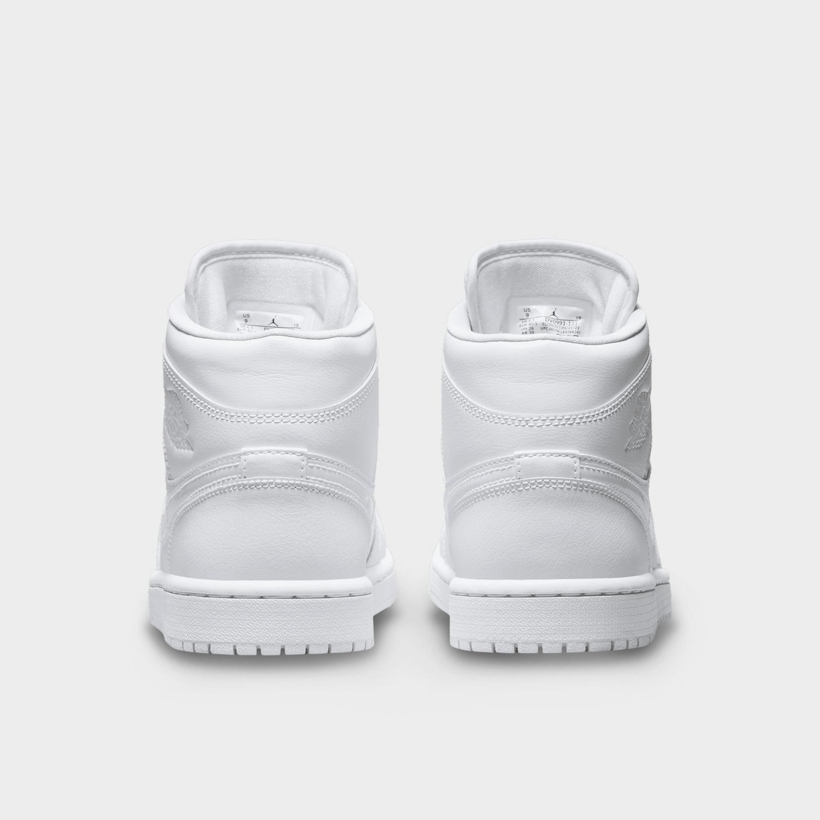 Women's Air Jordan Retro 1 Mid Casual Shoes - White/White/White - view 4