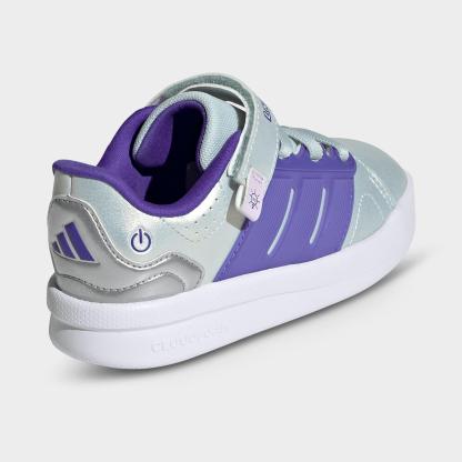 Little Kids' adidas x Minecraft Lightorama Court Stretch Lace Hook-And-Loop Casual Shoes - Halo Mint/Solar Purple/Ice Lavender - Back view