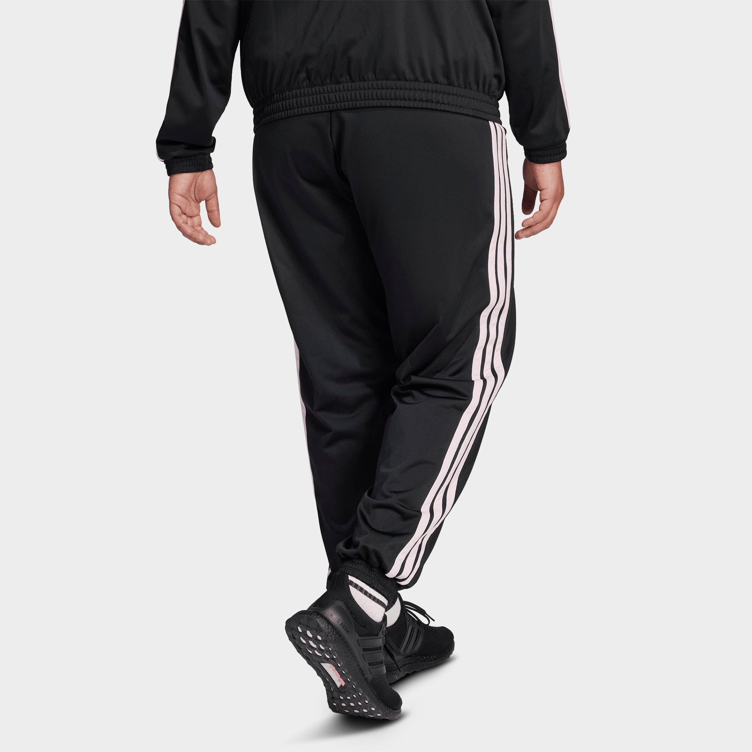 Women's adidas Sportswear Essentials 3-Stripes Tricot Tracksuit Pants (Plus Size) - Black/Clear Pink