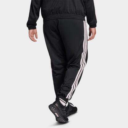 Women's adidas Sportswear Essentials 3-Stripes Tricot Tracksuit Pants (Plus Size) - Black/Clear Pink