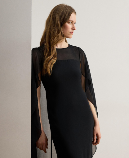 Lauren Ralph Lauren Women's Cape Georgette Gown - Black