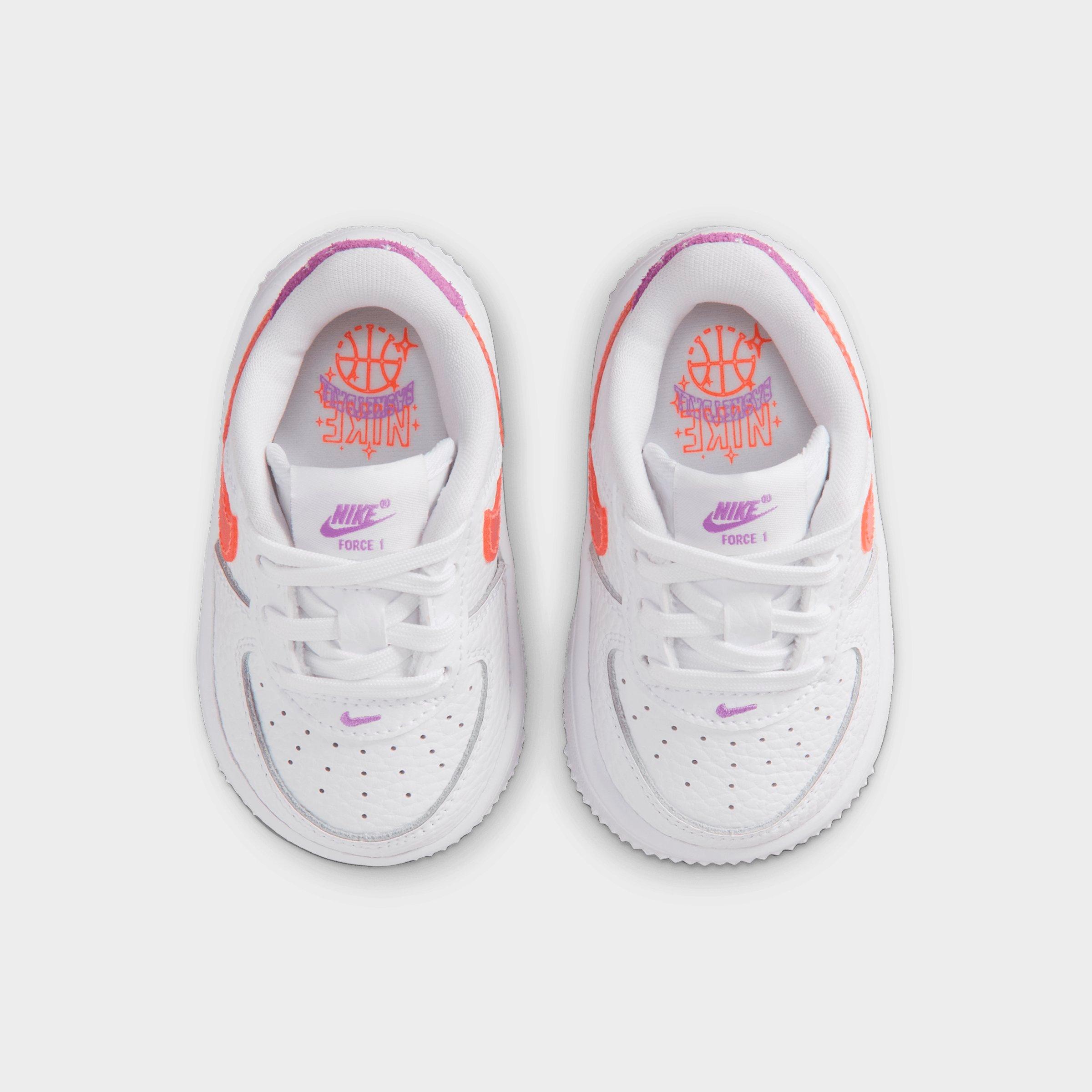 Infant and Kids' Toddler Nithtke Force 1 Low Casual Shoes - Part 1 - White/Turf Orange/Bright Violet - Top view