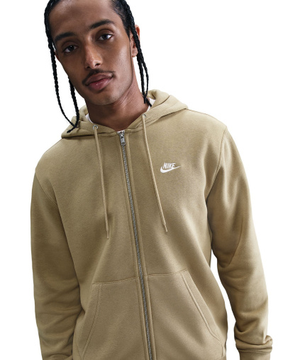 Nike Men's Full-Zip Fleece Regular-Fit Hoodie - Parachute Beige/White