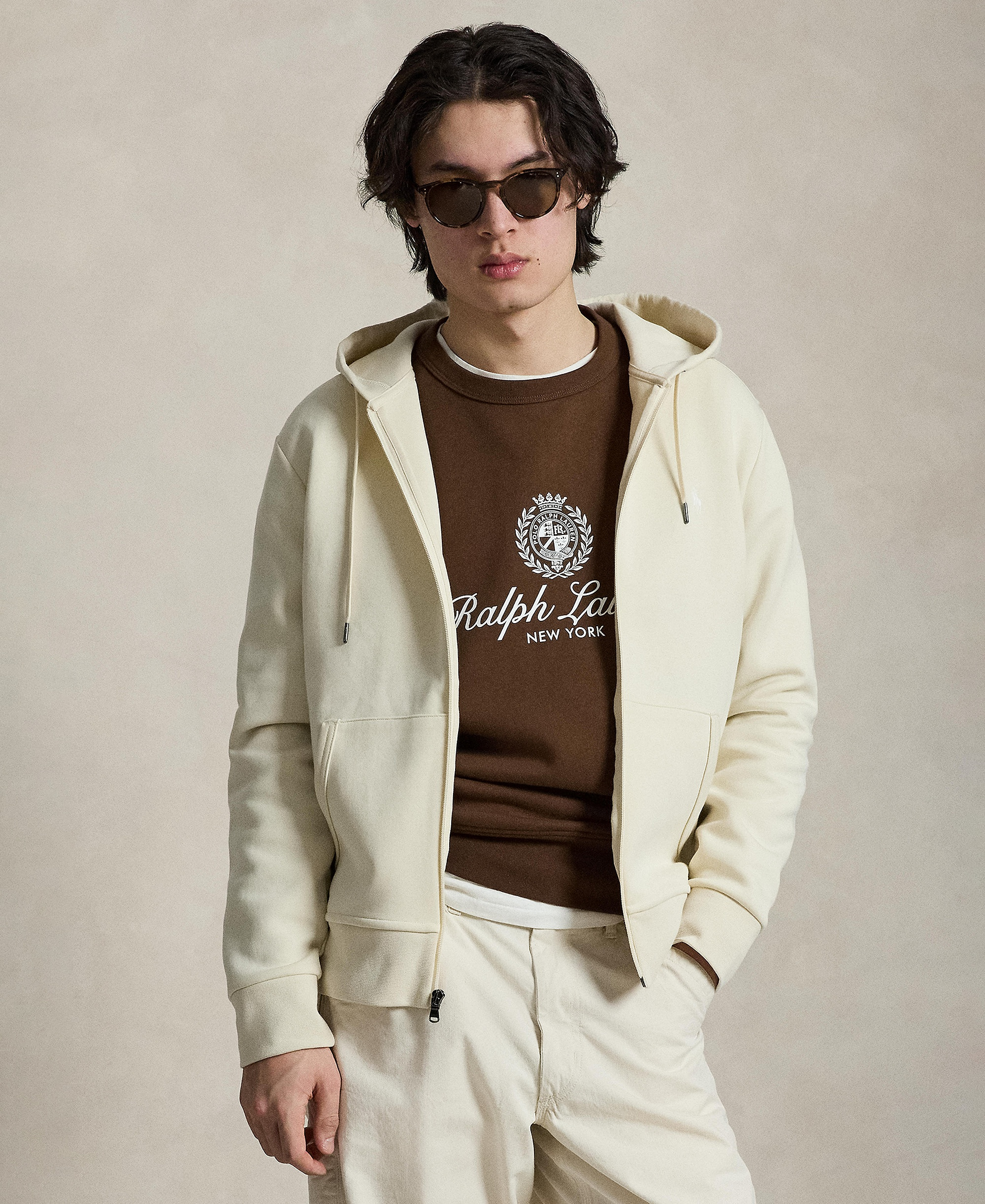 Polo Ralph Lauren Men's Double-Knit Full-Zip Hoodie - Guide Cream