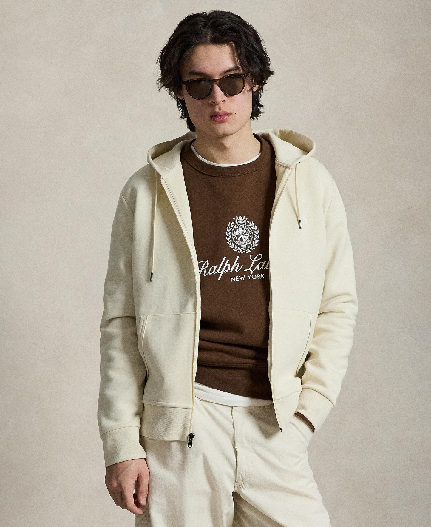 Polo Ralph Lauren Men's Double-Knit Full-Zip Hoodie - Guide Cream