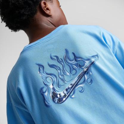 Big Kids' Nithtke Sportswear Swoosh Flame Back Hit T-Shirt - Football Blue