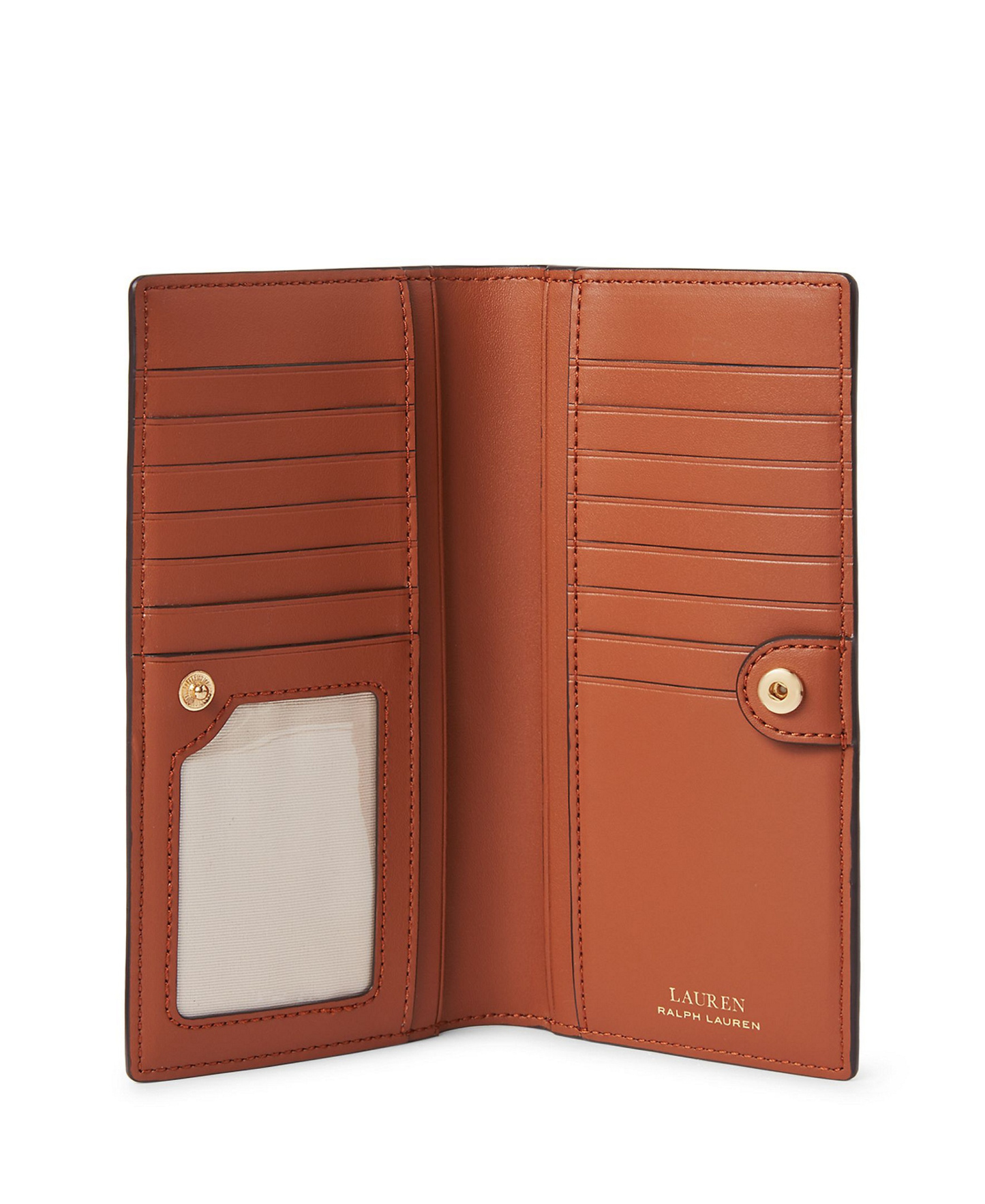 Lauren Ralph Lauren Crosshatch Leather Slim Snap Closure Wallet - Lauren Tan