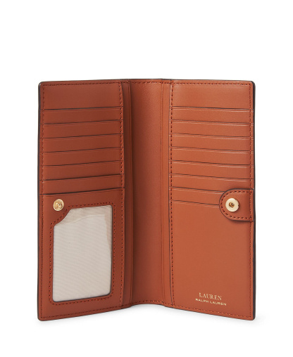 Lauren Ralph Lauren Crosshatch Leather Slim Snap Closure Wallet - Lauren Tan