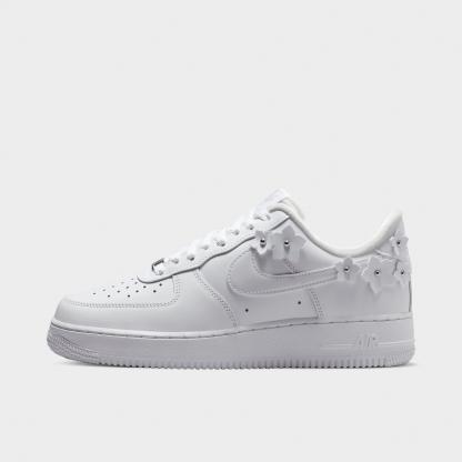 Women's Nithtke Air Force 1 '07 "Florette" Casual Shoes - White/Wolf Grey/Metallic Silver/White - Left shoe facing left. Outside of the shoe.