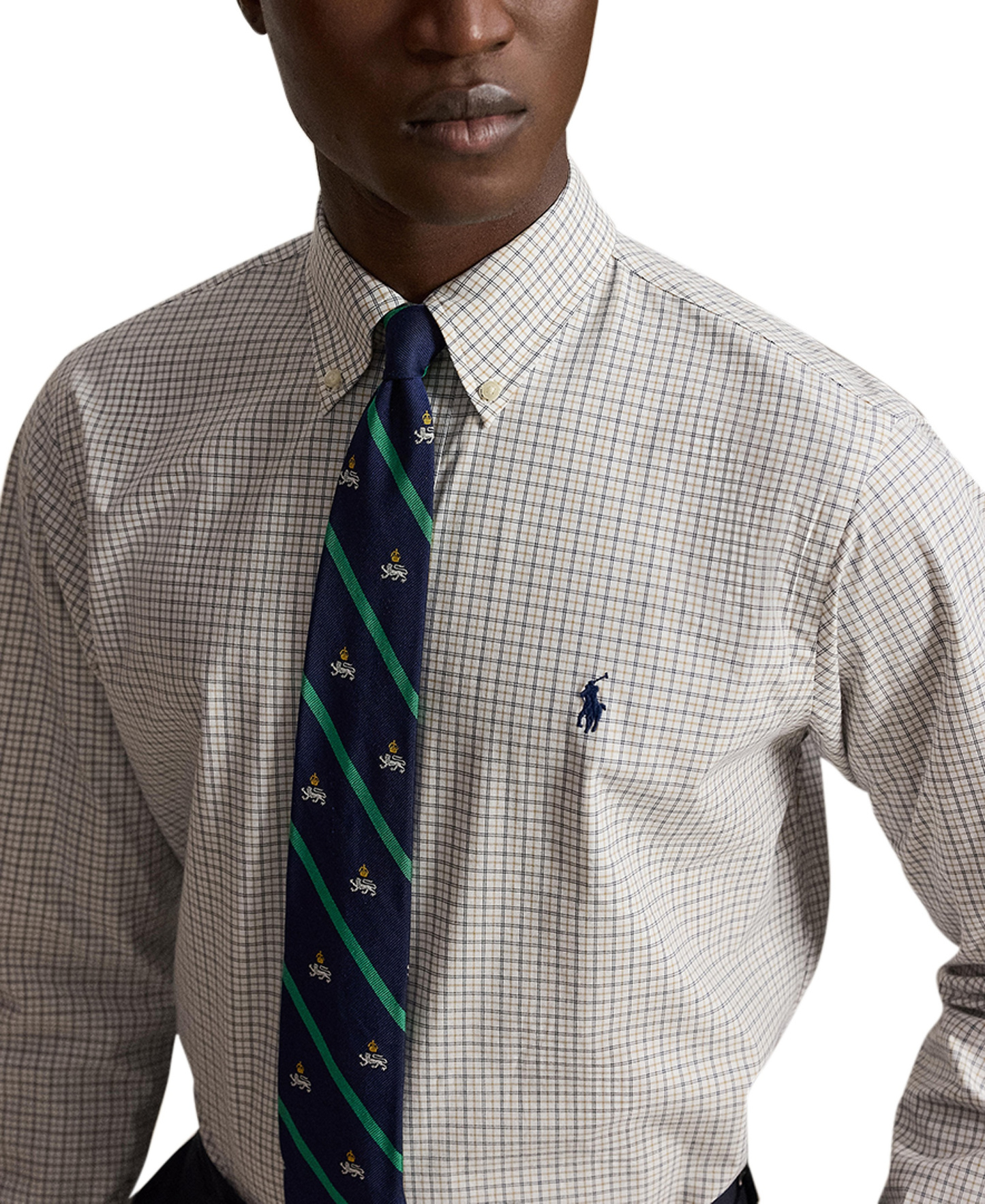 Polo Ralph Lauren Men's Stretch Poplin Shirt - White Classic Camel Multi