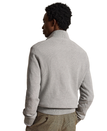 Polo Ralph Lauren Men's Mesh-Knit Cotton Quarter-Zip Sweater - Andover Heather