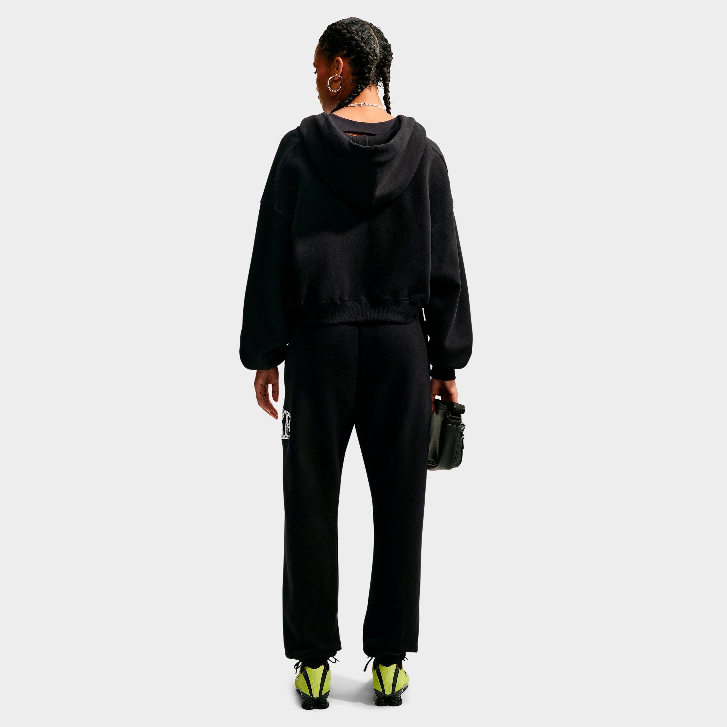 Women's Nithtke Studio Fleece Medium-Weight Oversized Cropped Full-Zip Hoodie - Total Black/Sail