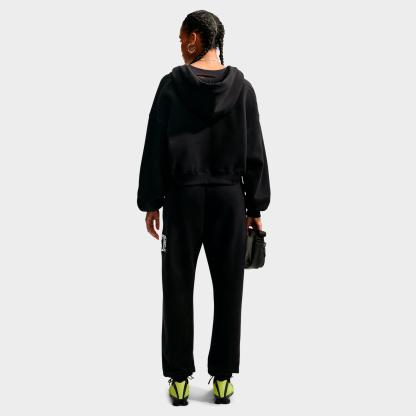 Women's Nithtke Studio Fleece Medium-Weight Oversized Cropped Full-Zip Hoodie - Total Black/Sail